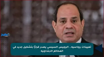 تعيينات رئاسية.. الرئيس السيسي يصدر قرارًا بتشكيل جديد في المحاكم الابتدائية
